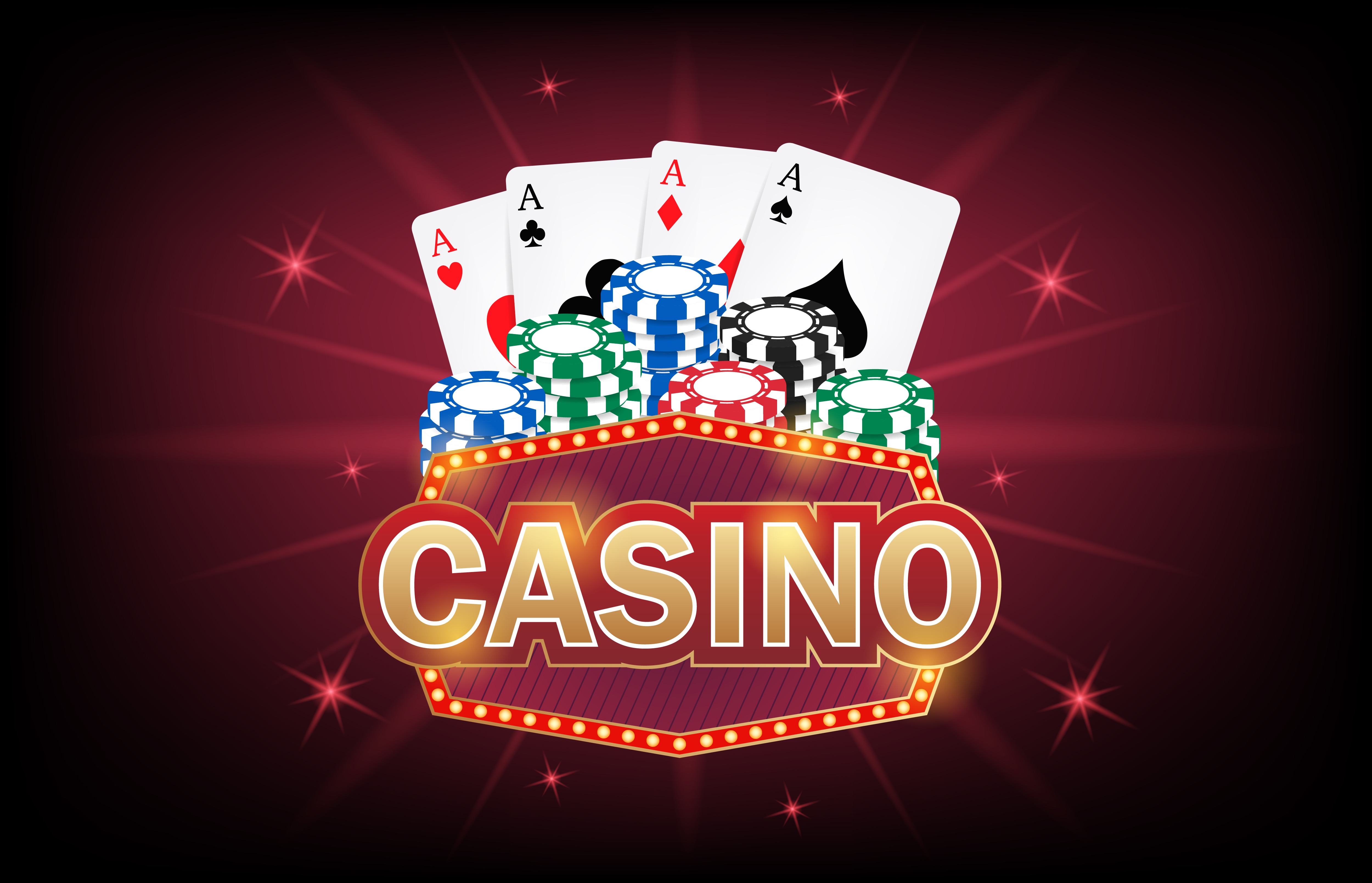 casino frame label falling ribbons casino vector